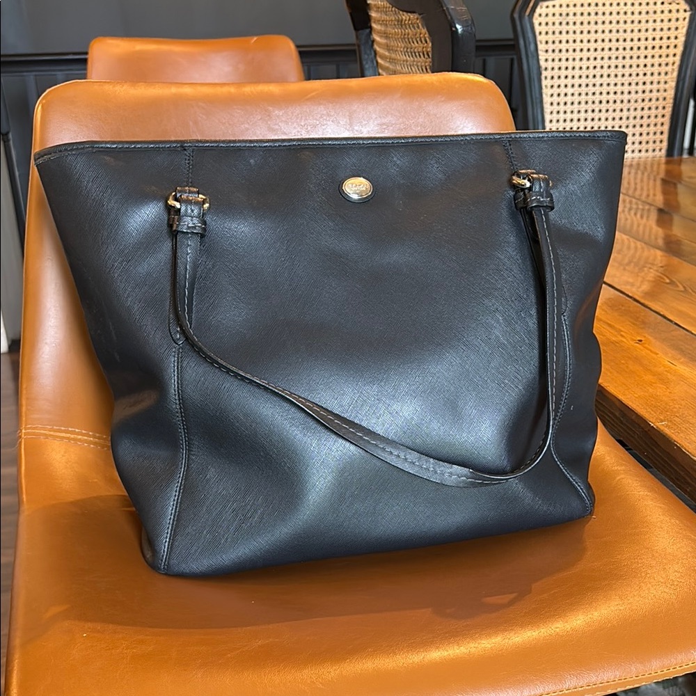 Coach F27349 Peyton black Saffiano Leather Tote Handbag